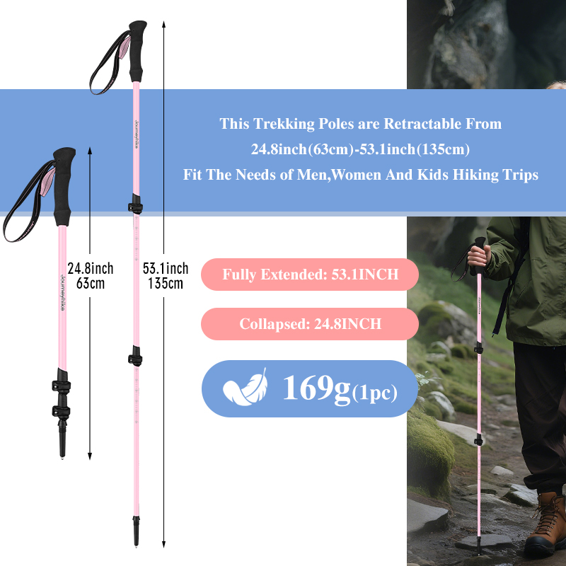 Pink Carbon Fiber Hiking Poles - Trekking Pole Carbon recension och pris